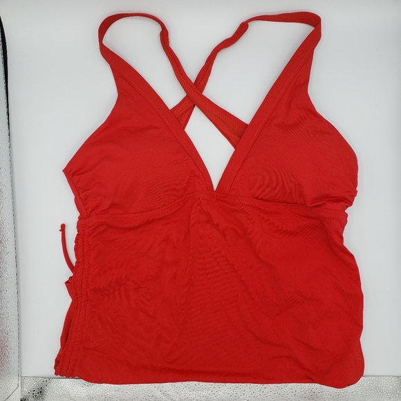 Athleta red side scrunch bikini swim tank top - Picture 7 of 11